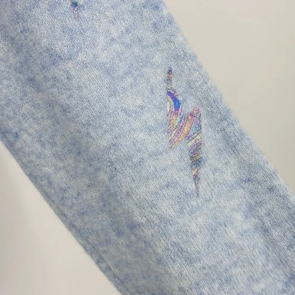 Brodie 100 % cashmere lightning Bolt iridescent jumper sweater Sz S celestial - Picture 5 of 10